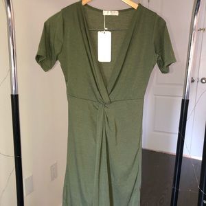 Green V-Neck Dress